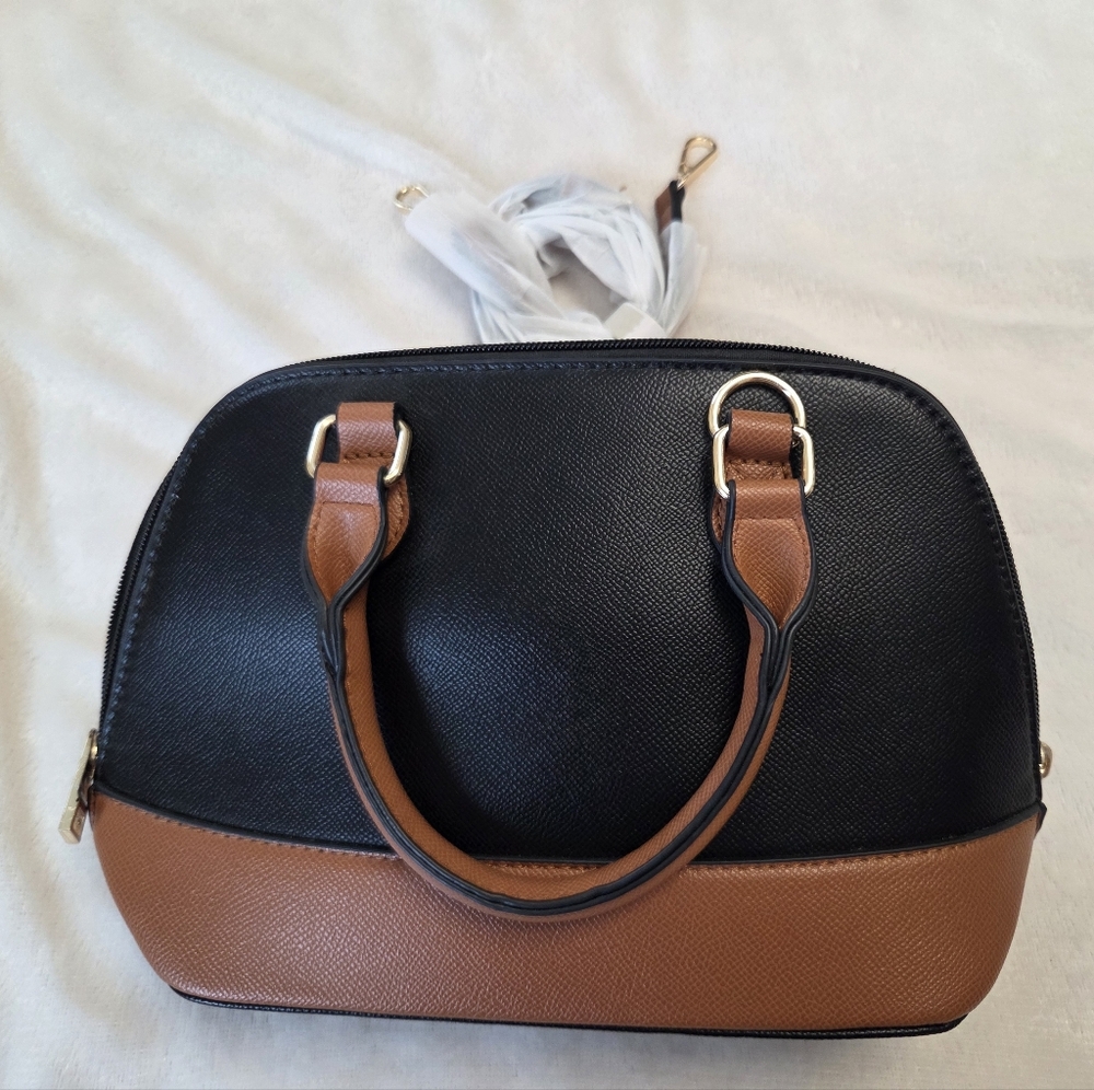 Black and Brown Faux Leather Women's Purse